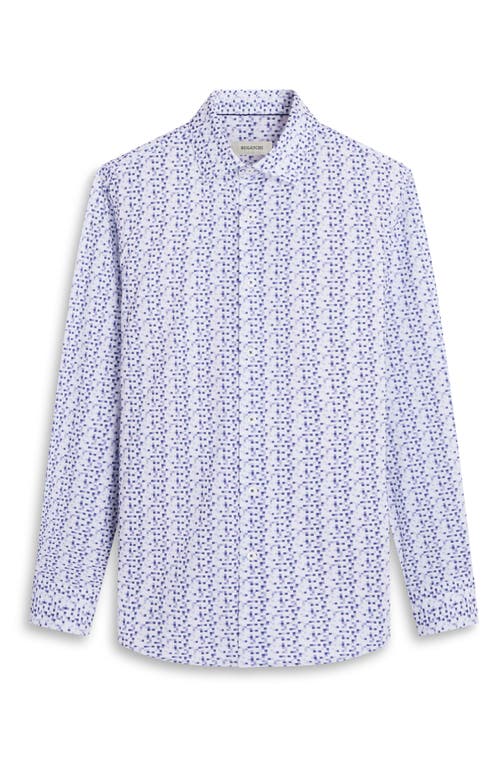 Shop Bugatchi James Ooohcotton® Pixel Check Print Button-up Shirt In White