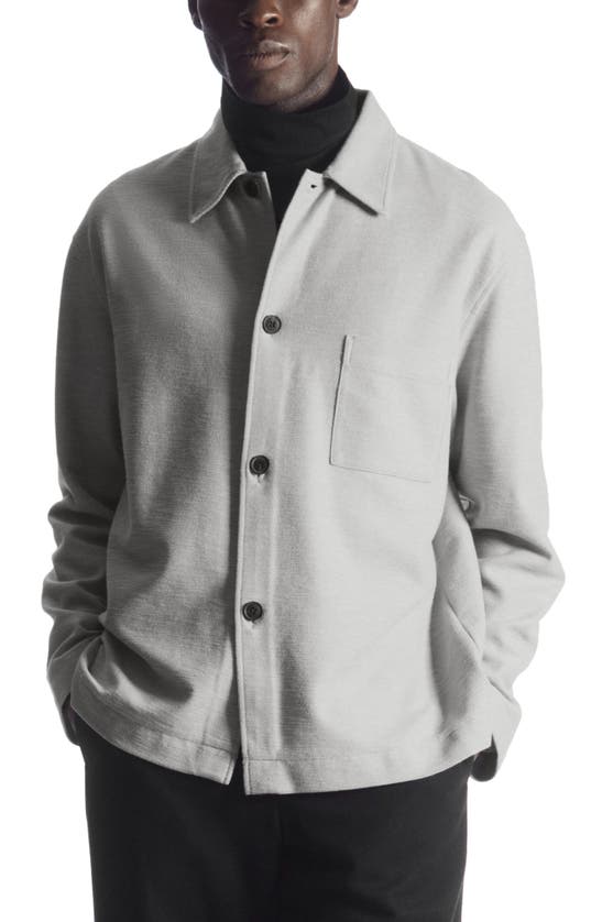 COS RELAXED FIT BOUCLÉ BUTTON-UP OVERSHIRT