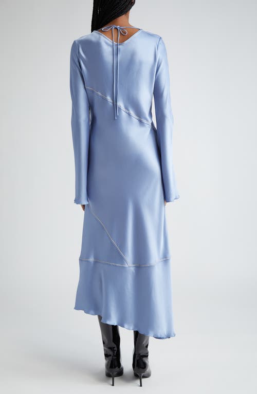 Shop Acne Studios Danessa Fluid Long Sleeve Satin Dress In Dusty Blue