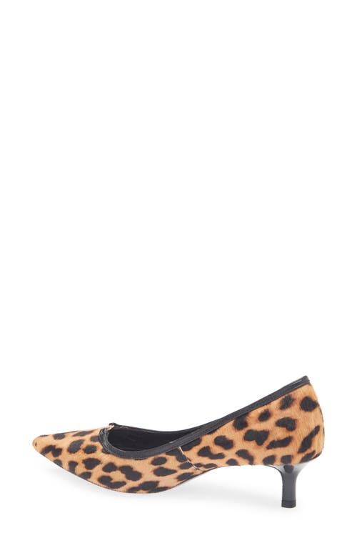 Tory Burch Double T Buckle Genuine Calf Hair Kitten Heel Pump In Leopard Print Calf Hair