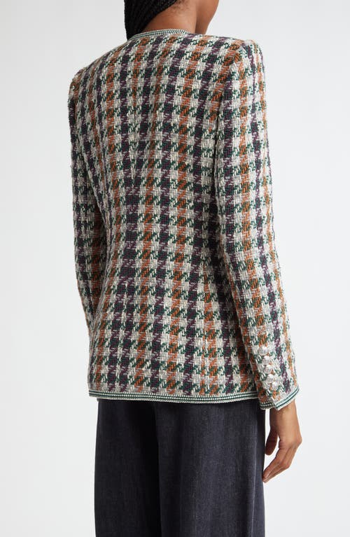 Shop Veronica Beard Alessia Cotton Blend Tweed Jacket In Light Forest Multi