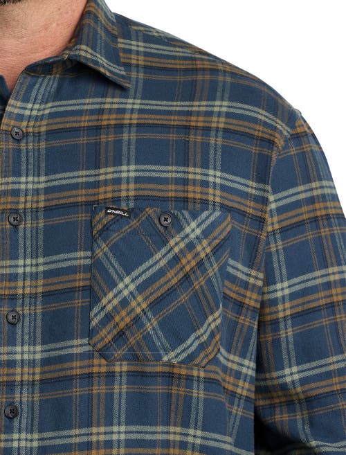 Shop O'neill Redmond Plaid Stretch Flannel Sport Shirt In Midnight Navy