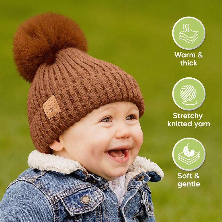 Keababies 2-pack Pom Knitted Beanie In Rust