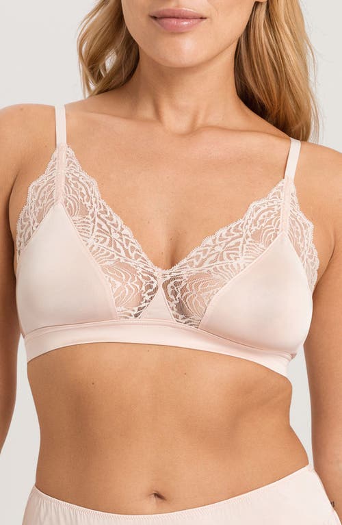 Hanro Josephine Lace Trim Soft Cup Bra Peach Whip at Nordstrom,