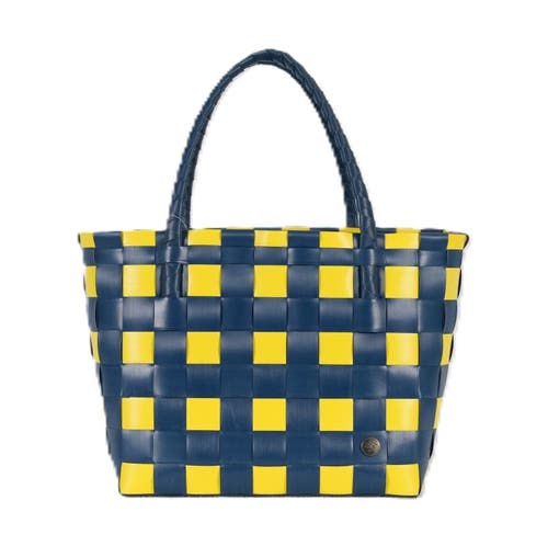 Handed By Paris Spirit Recycled Tote Bags In Ocean Blue/sunshine Weave