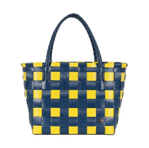 Shop Handed By Paris Spirit Recycled Tote Bags In Ocean Blue/sunshine Weave