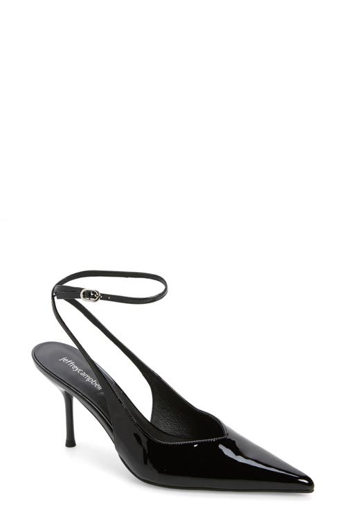 Shop Jeffrey Campbell Executive Ankle Strap Pointed Toe Slingback Pump In Black Patent