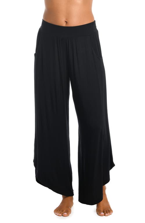 Draped Cover-Up Palazzo Pants in Black