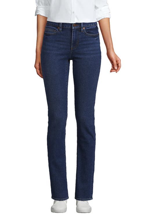 Shop Lands' End Recover Mid Rise Straight Leg Blue Jeans In Port Indigo