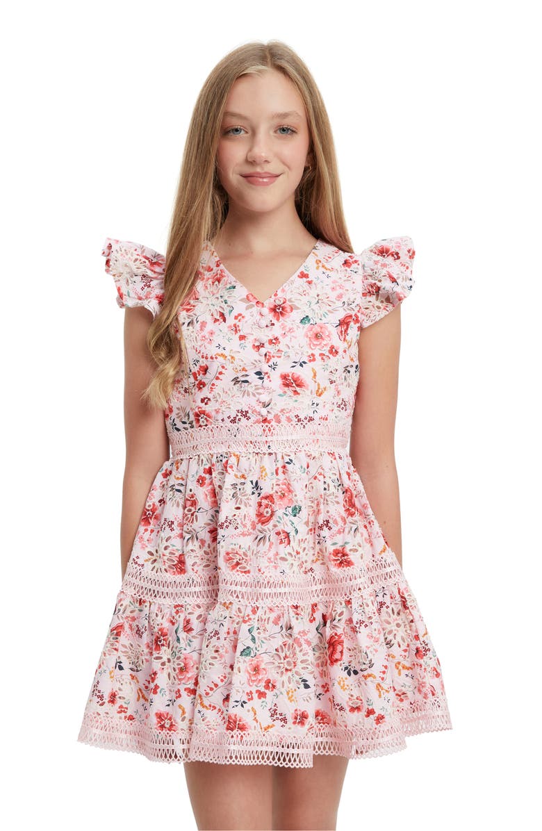 Bardot Junior Kids' Zietta Floral Flutter Sleeve Minidress | Nordstromrack