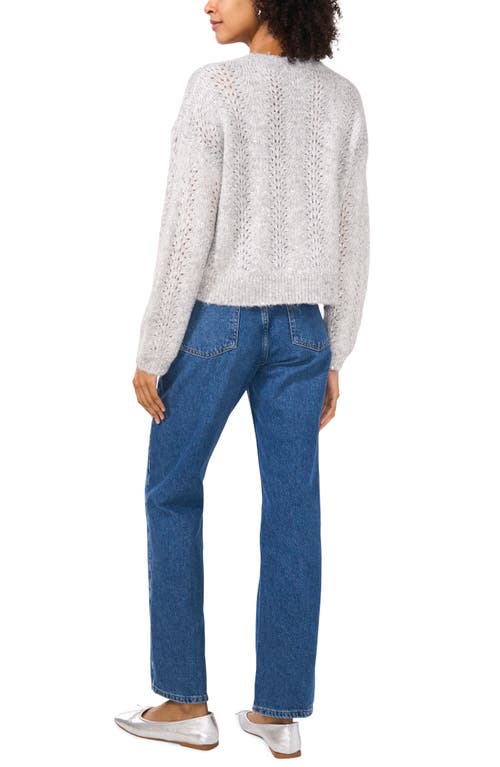 Shop Vince Camuto Sequin Pointelle Sweater In Grey/silver Heather