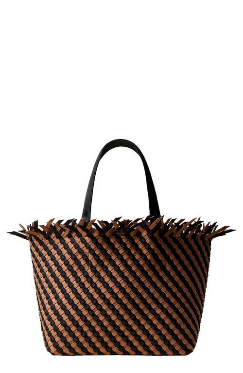 Shop Naghedi Medium Havana Stripe Woven Tote In Algarve