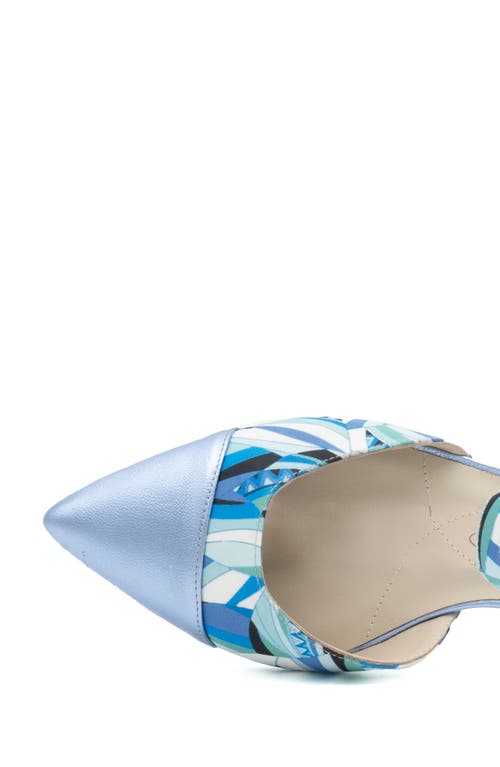 Amalfi By Rangoni Aosta Ankle Strap Pointed Cap Toe Pump In Blu Alvira/aris Etoile