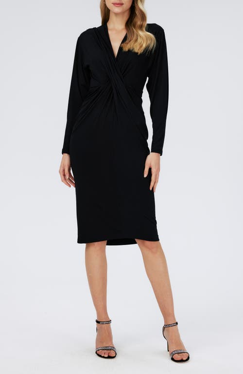 Diane von Furstenberg Sylvia Center Twist Long Sleeve Dress Black at Nordstrom,
