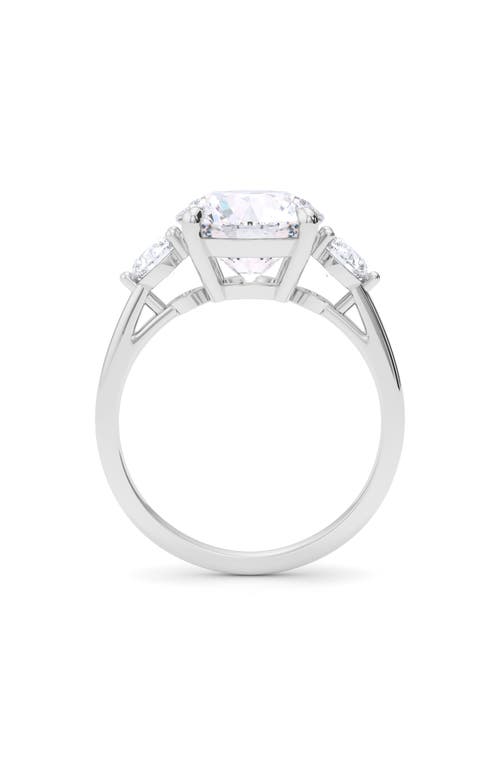 Shop Hautecarat Three Stone Round Cut Lab Created Diamond Ring In 4.00ctw 18k White Gold