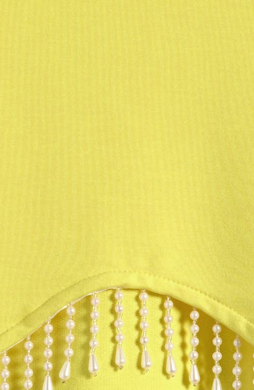 Shop Truce Kids' Beaded Fringe Hem Sweatshirt In Yellow