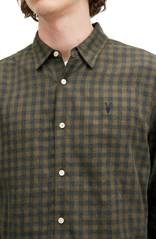 Allsaints Ryker Check Flannel Button-up Shirt In Bancha Green