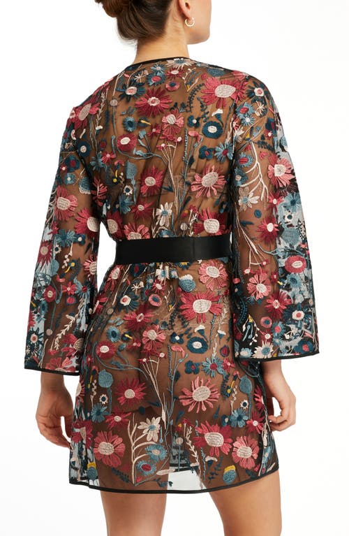 Rya Collection Botannica Floral Embroidered Tie Waist Cover-up Robe In Botannica