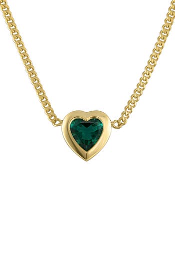 Fzn Heart Charm Necklace In Emerald