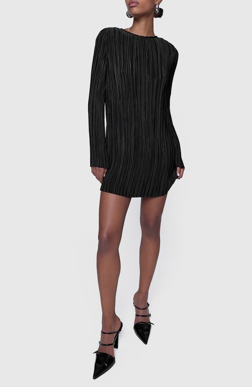 Rebecca Minkoff Iris Pleated Long Sleeve Minidress in True Black 