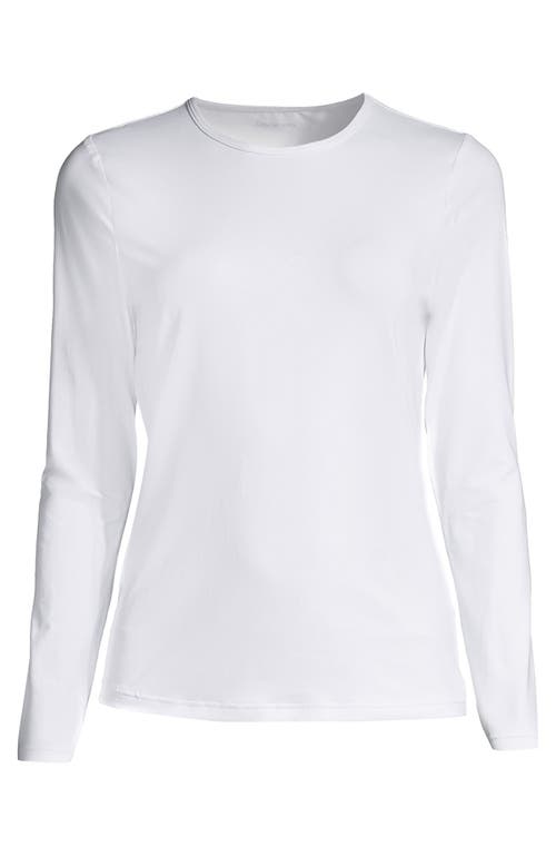 Shop Lands' End Long Crew Neck Long Sleeve Rash Guard Upf 50 Sun Protection Modest Swim Tee In White