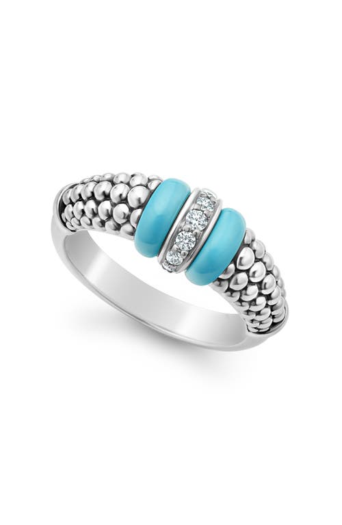 LAGOS Blue Caviar Diamond Link Ring in Blue Ceramic at Nordstrom, Size 7