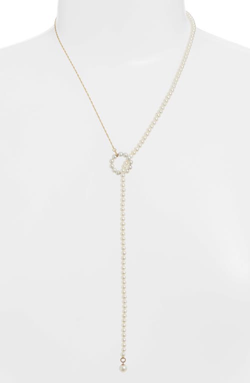 Shop Poppy Finch Pearl Lariat Necklace In Gold/pearl