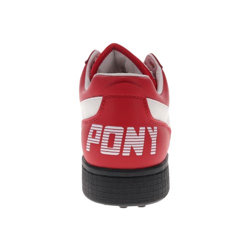 Pony Mens Astro Classic Genuine Leather Premium Lace Up Athletic Sneaker Shoe In Red/white