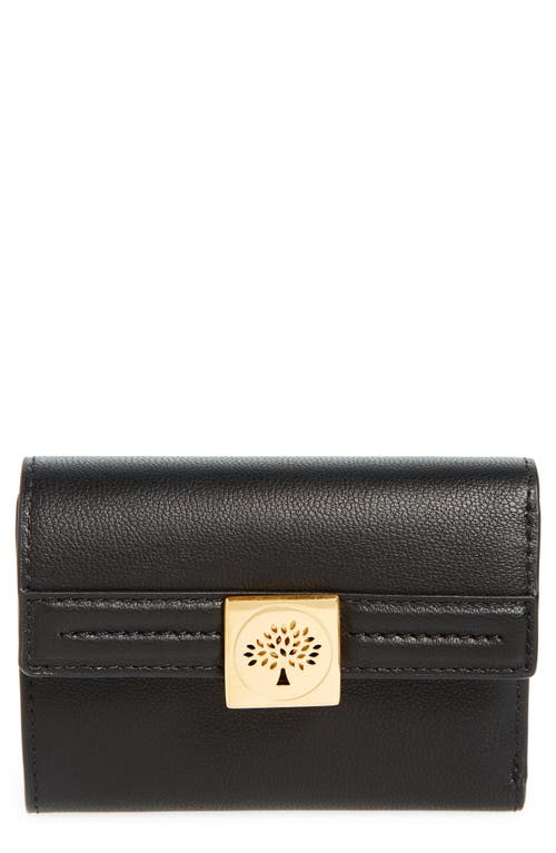 Mulberry Tree Logo Leather Trifold Wallet in Black at Nordstrom
