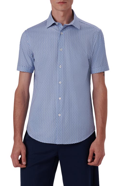 Shop Bugatchi Miles Ooohcotton® Short Sleeve Button-up Shirt In Air Blue