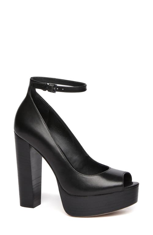 PAIGE Cassidy Ankle Strap Peep Toe Platform Pump in Black at Nordstrom, Size 11