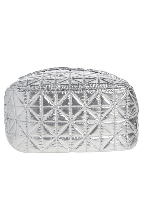 Veecollective Vee Water Repellent Quilted Nylon Backpack In Chrome Metallic
