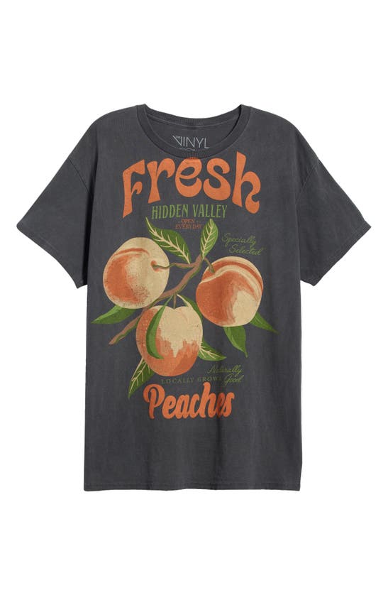 Shop Vinyl Icons Peaches Cotton Graphic T-shirt In Washed Black