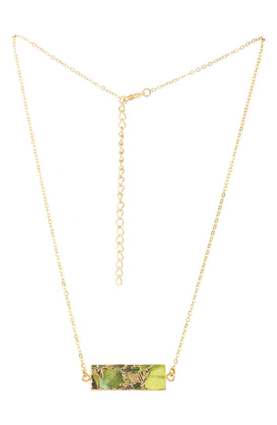 Saachi 18k Gold Plated Mojave Turquoise Rectangle Pendant Necklace In Green