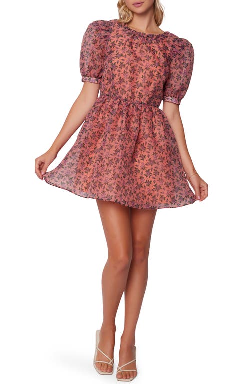 Lost + Wander Rising Puff Sleeve Minidress in Pink Floral