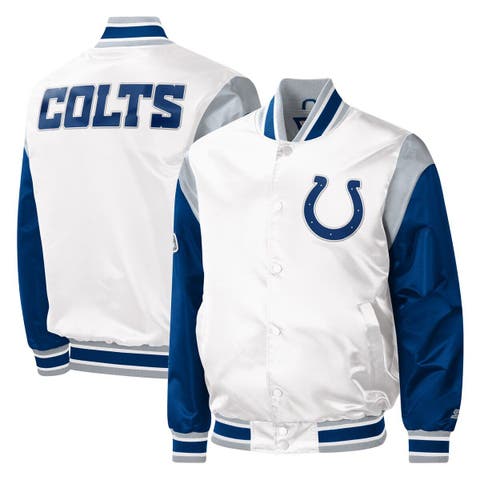 La Rams Throwback Warm Up Pitch White Varsity Satin Jacket