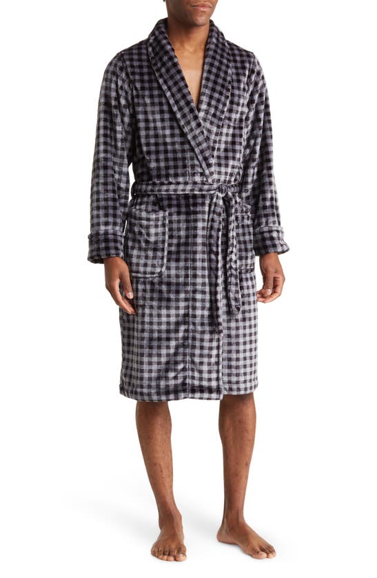 Nordstrom Rack Patterned Plush Robe In Grey Grisaille Mini Buffalo