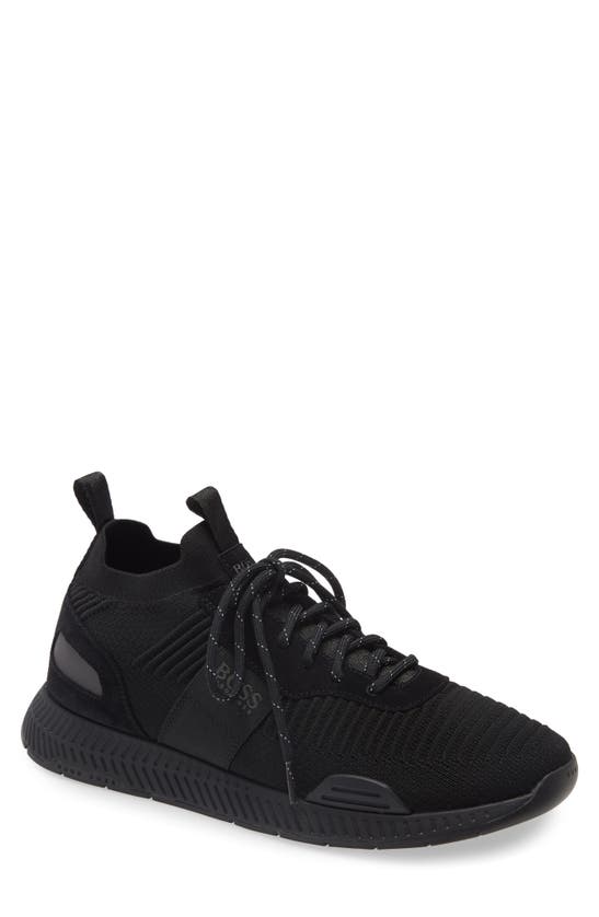 Hugo Boss Titanium Sneaker In Black Fabric/ Black