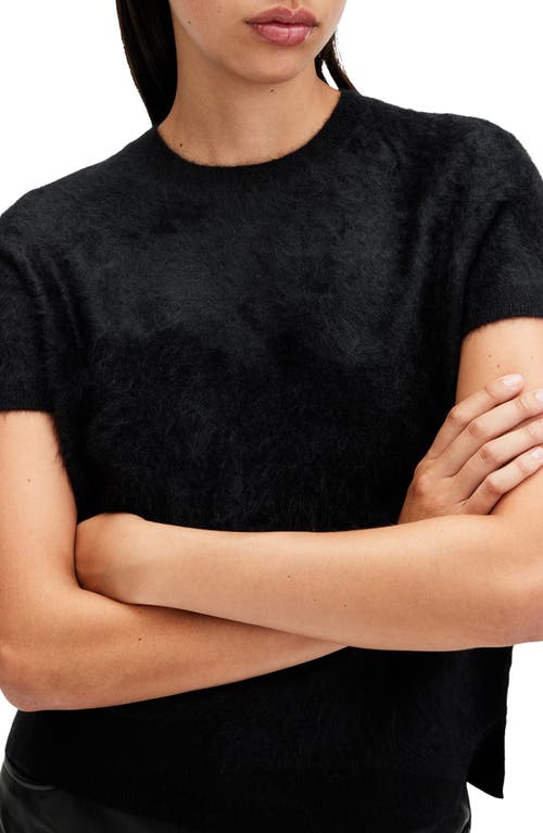 Shop Allsaints Rebel Short Sleeve Cashmere Sweater In Black