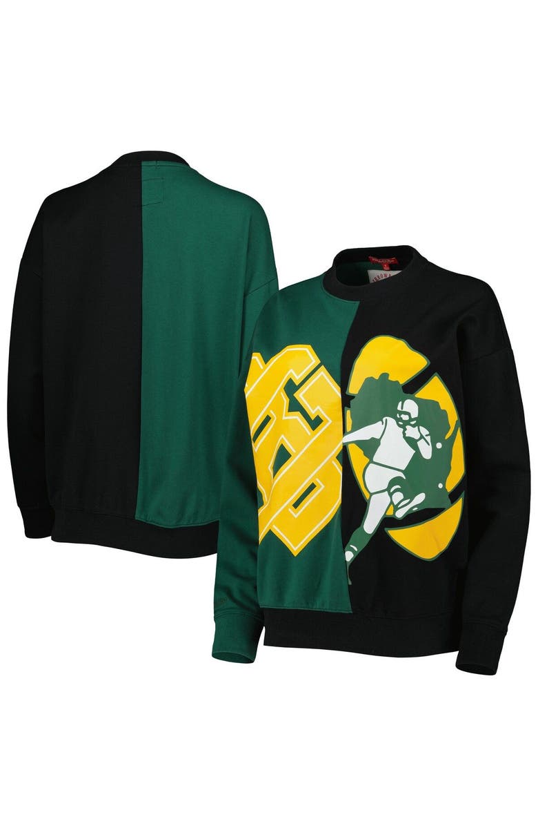 Mitchell & Ness Women's Mitchell & Ness Green/Black Green Bay Packers Big Face Pullover Sweatshirt, Main, color, Green