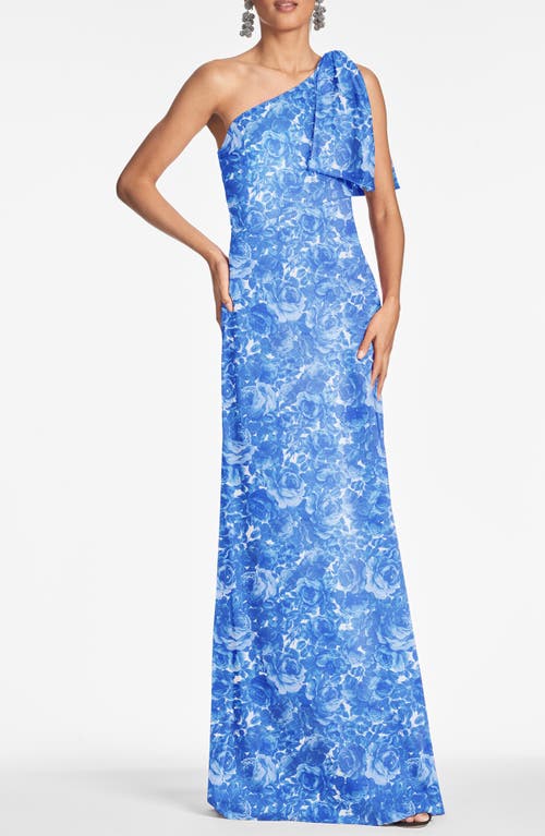 Shop Sachin & Babi Chelsea One-shoulder Gown In Mediterranean Bloom