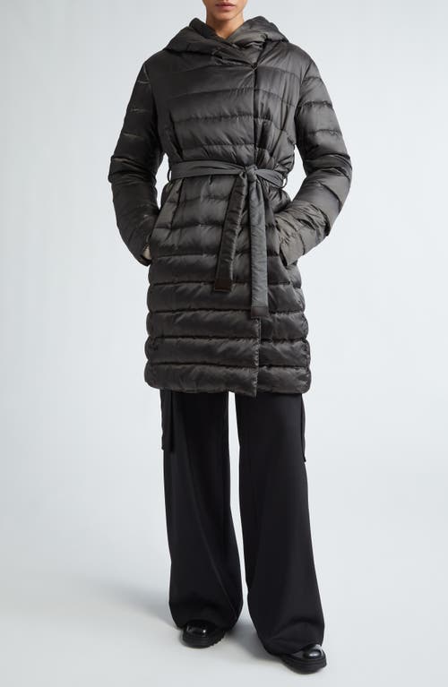 Shop Max Mara Novef Hooded Quilted Down Coat In Medium Grey