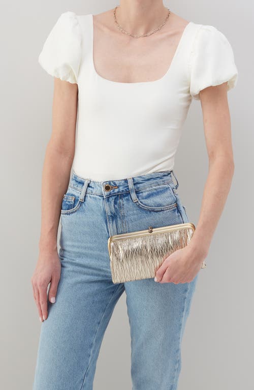 Shop Hobo Lauren Leather Double Frame Clutch In Gold