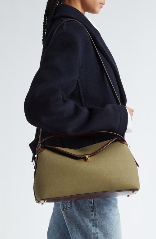 Totême Toteme T-lock Canvas Top Handle Bag In Khaki Green