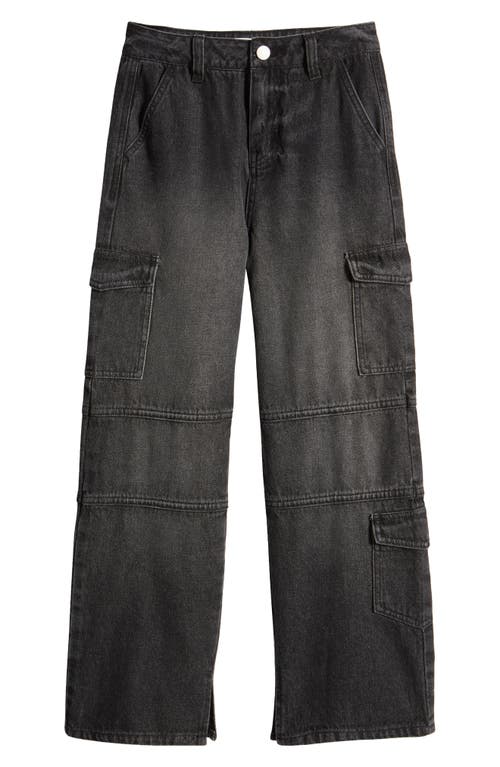 Shop Habitual Kids Kids' Overdyed Cargo Jeans In Black