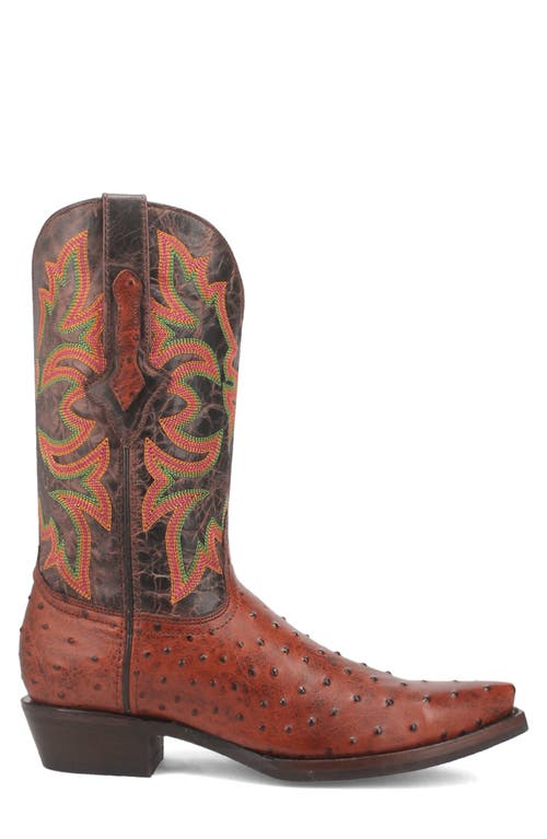 Dingo Outlaw Ostrich Embossed Cowboy Boot In Cognac