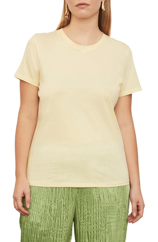 Shop Vince Essential Pima Cotton T-shirt In Pale Lemon