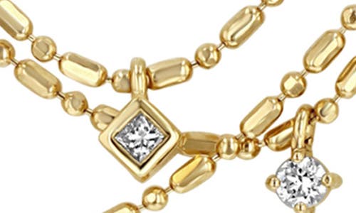 Shop Zoë Chicco Layered Diamond Charm Necklace In Yellow Gold