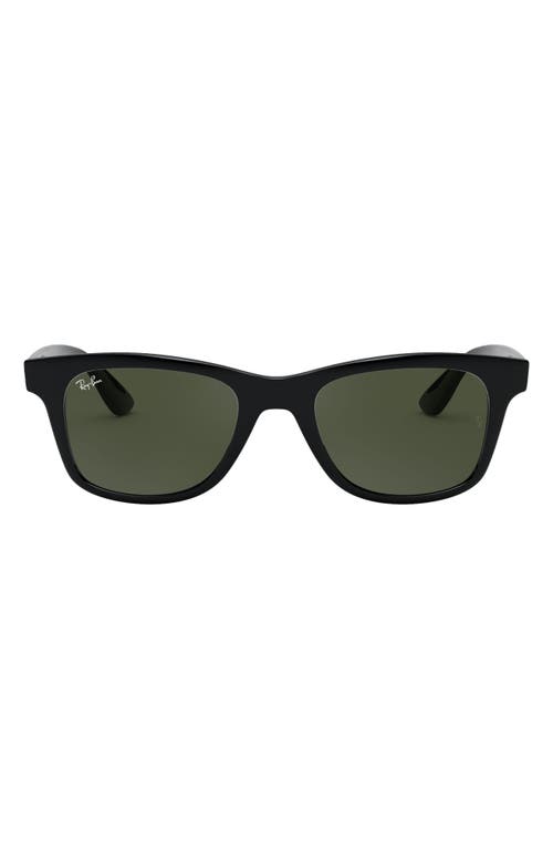 Ray-Ban 50mm Square Sunglasses in Shiny Black/Green at Nordstrom