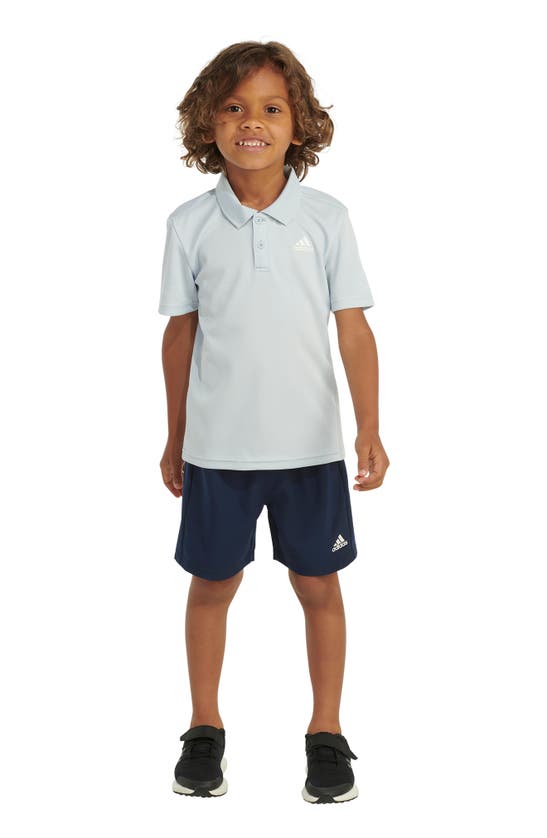 Shop Adidas Originals Kids' Mesh Polo & Woven Shorts Set In Halo Blue